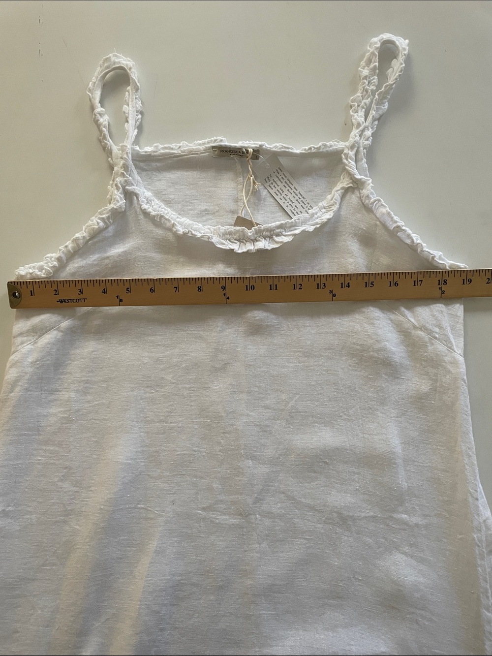 Francesca Bettini White Linen Ruffle Edge Midi Dress. L. NWT - Picture 9 of 12